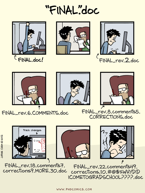 Fuente: Final.doc en Piled Higher and Deeper por Jorge Cham, http://www.phdcomics.com